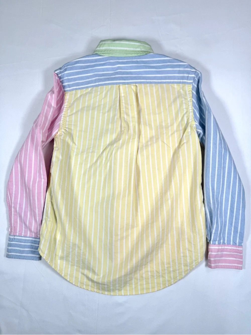 RALPH LAUREN Boys’ Multi-Colored Pastel Stripe Oxford Button Down 8 Preppy
